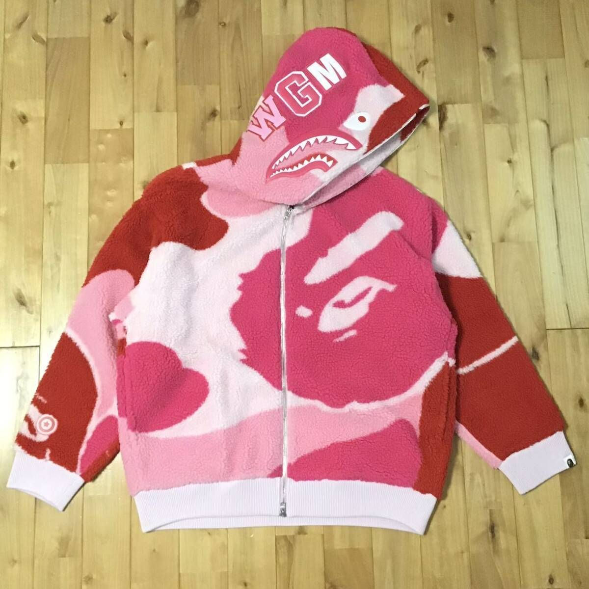 ☆新品☆ XL MEGA ABC camo Pink SHARK BOA HOODIE JACKET a bathing 