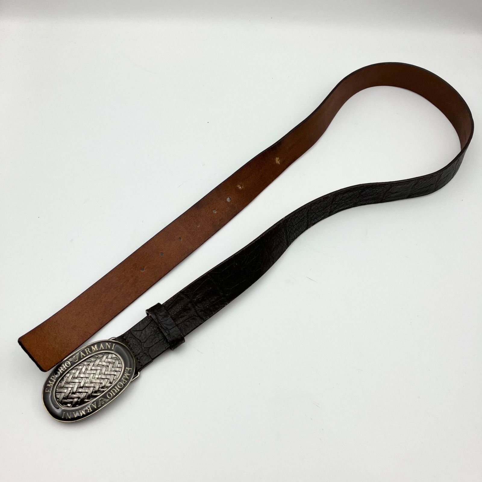 【新品未使用】GIORGIO ARMANI ベルト シボ革 ダークブラウン Amazon | [エンポリオアルマーニ] ベルト メンズ ダークブラウン