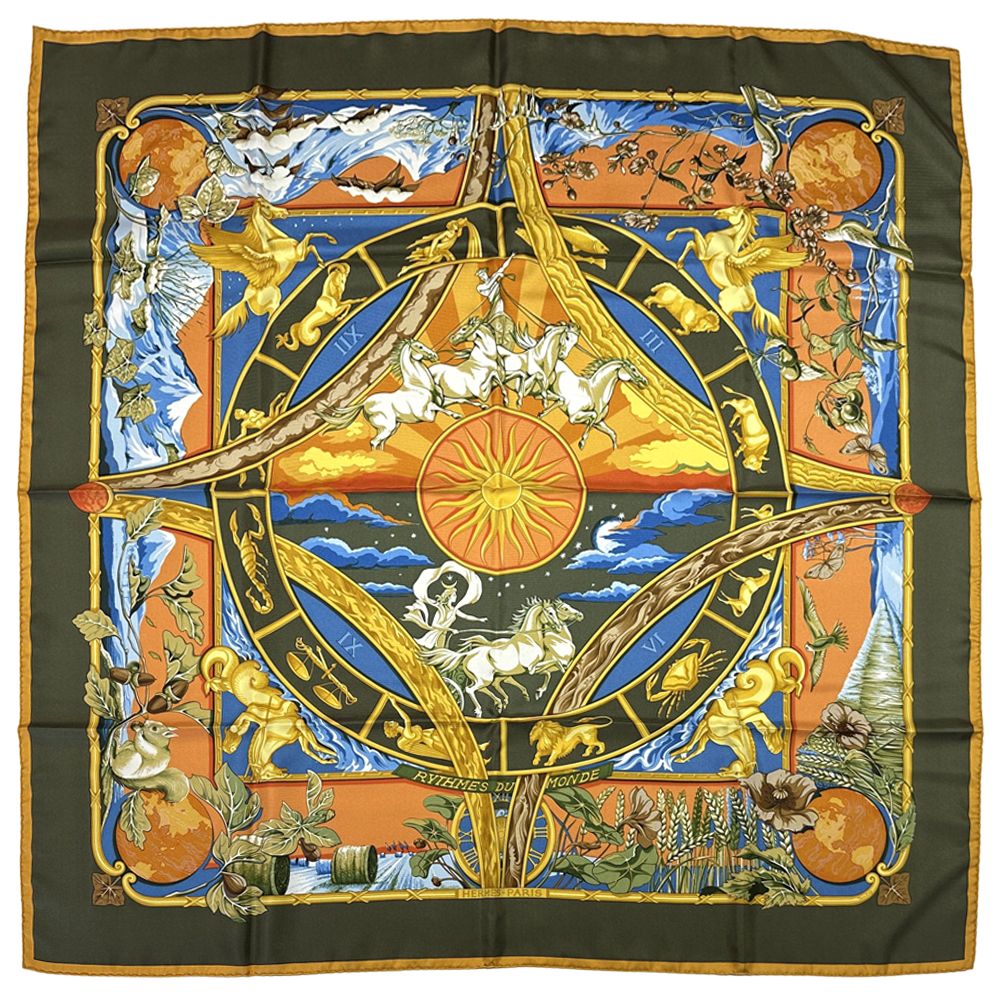エルメス HERMES スカーフ カレ90 RYTHMES DU MONDE 世界の