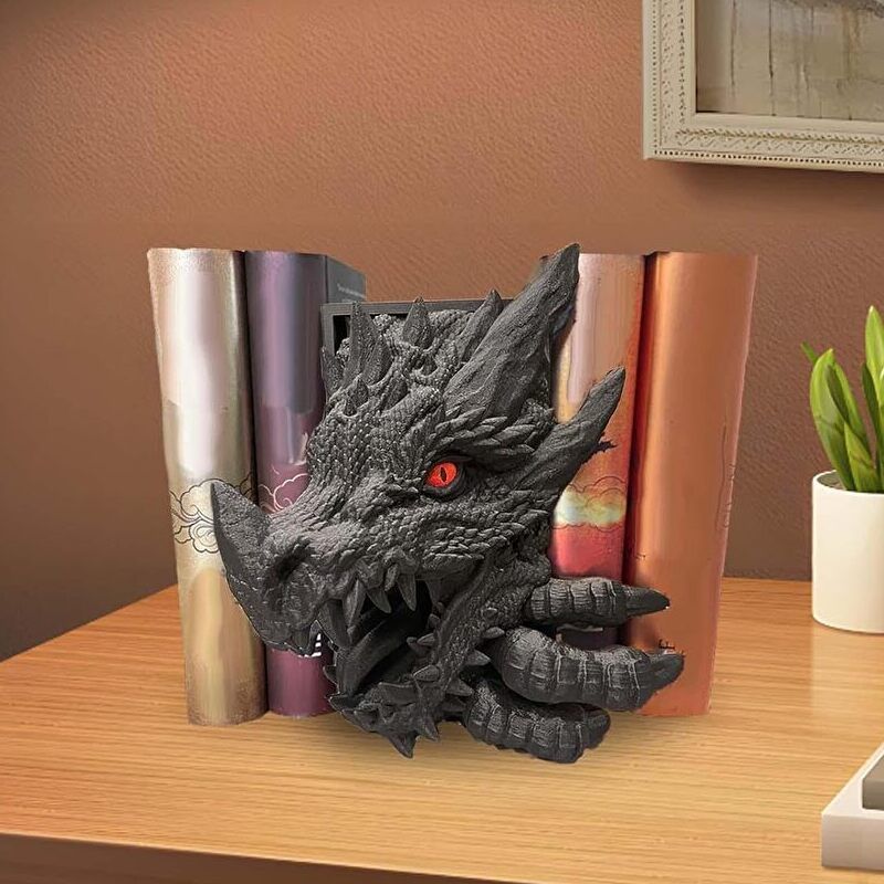 ブックエンド ブックスタンド 本立て ブックホルダー オーナメント 置物 オブジェ 龍 ドラゴン ユニーク かっこいい クール 不気味 怖い 威圧感 迫力 ホラー リビングルーム 寝室 子供部屋 書斎 オフィス 卓上 デスク 机 本棚 プレゼント