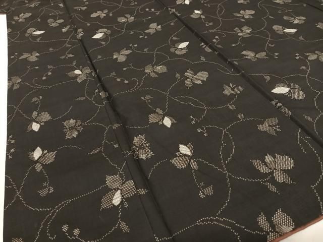 平和屋着物●本場大島紬　9マルキ　総絣　花唐草文　三越扱い　正絹　逸品　AAAU8180zg 平和屋着物○本場大島紬 9マルキ 総絣 花唐草文 三越扱い 正絹 逸品