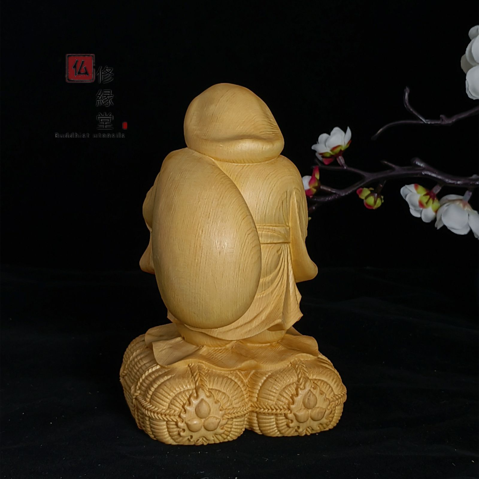 修縁堂】木彫り 仏像 七福神大黒天立像 彫刻 一刀彫 天然木檜材