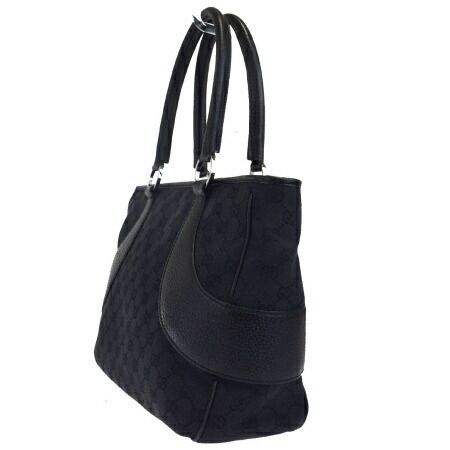 GUCCI ブラックレザー ショルダーバッグ グッチ GUCCI ショルダーバッグ ハンドバッグ GG柄 ブラック