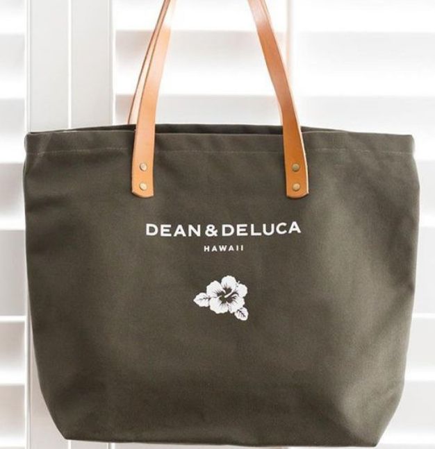 DEAN&DELUCA ハワイ限定 レザーハンドル トートバック Lサイズ オリーブグリーン - メルカリ