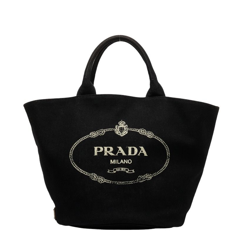 プラダ カナパ バケツ型 シルバー金具 ハンドバッグ トートバッグ ブラック キャンバス レディース PRADA【1-0124855】 - メルカリ