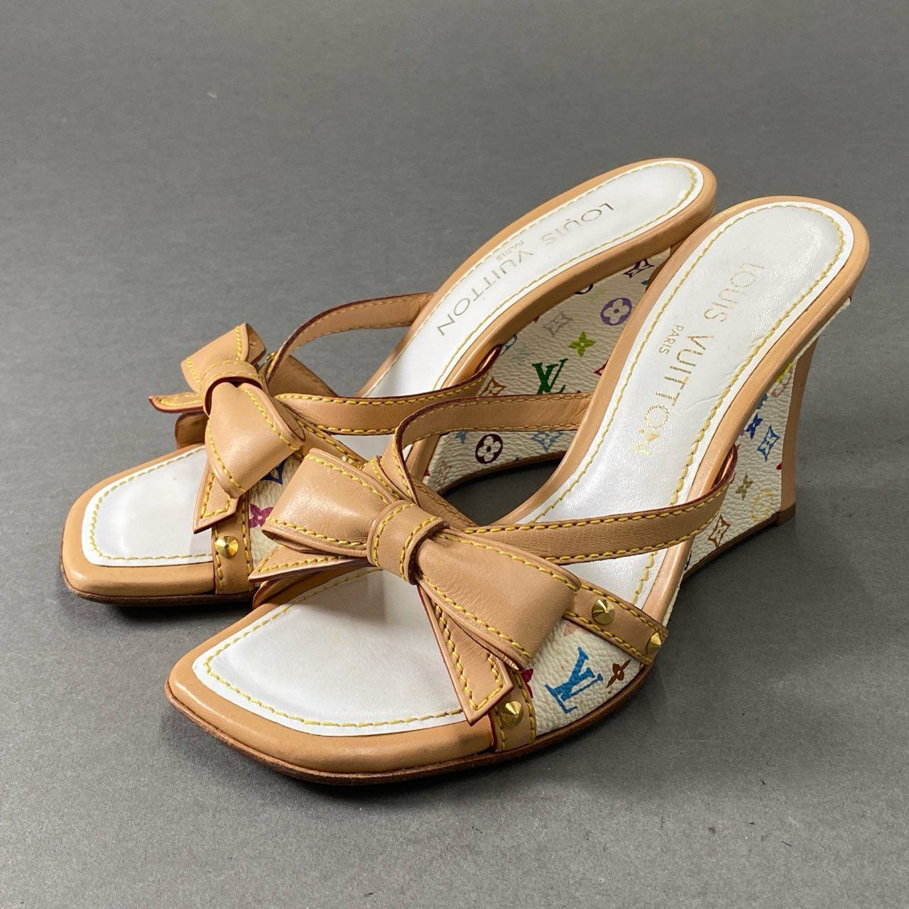 ルイヴィトン モノグラムマルチカラー ミュール ホワイト×ラベンダー