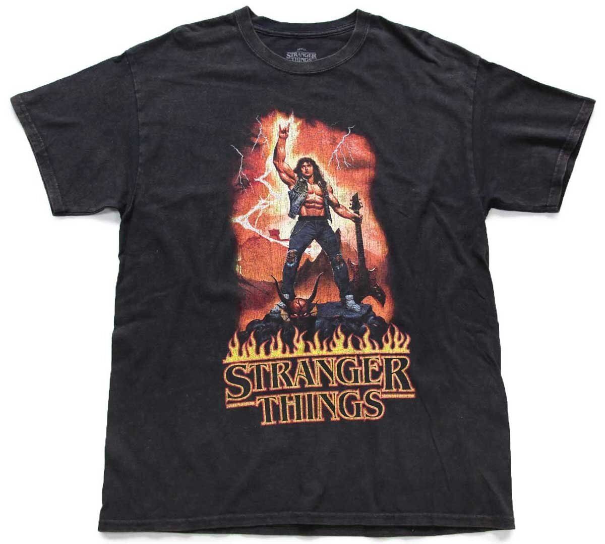 ストレンジャーシングス オーバーサイズTシャツ 黒 netflix Netflix ストレンジャー・シングス Tシャツ 半袖 黒 2XL相当