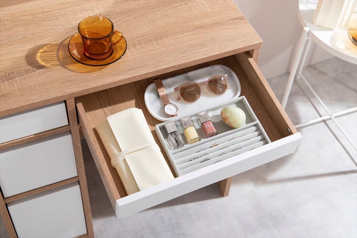 送料無料】Elena ドレッサーセット スツール 椅子 コンセント付き 大