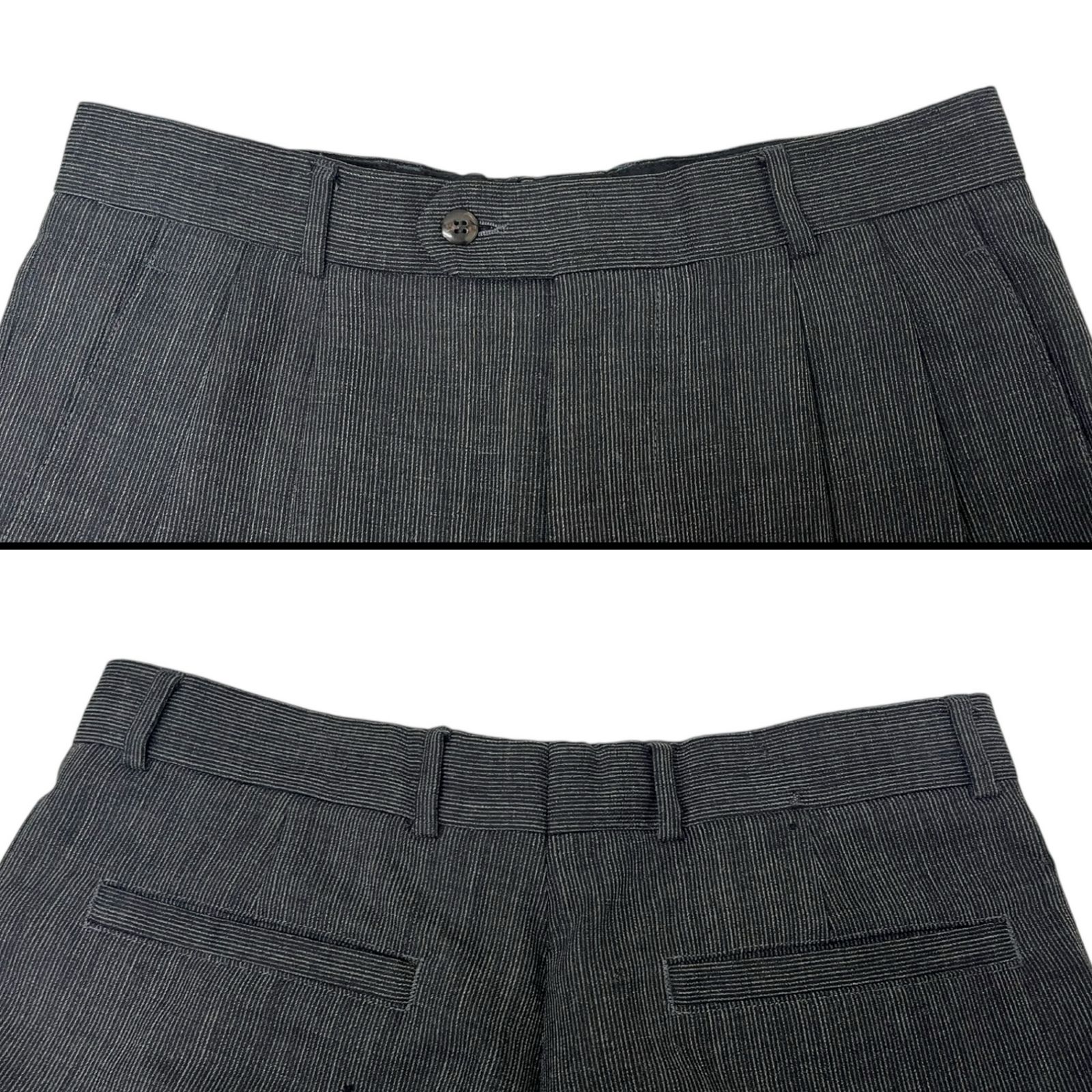美品★HugoBoss/ダークグレースラックス HUGO BOSS (ヒューゴボス) スラックス ストライプ ダークグレー