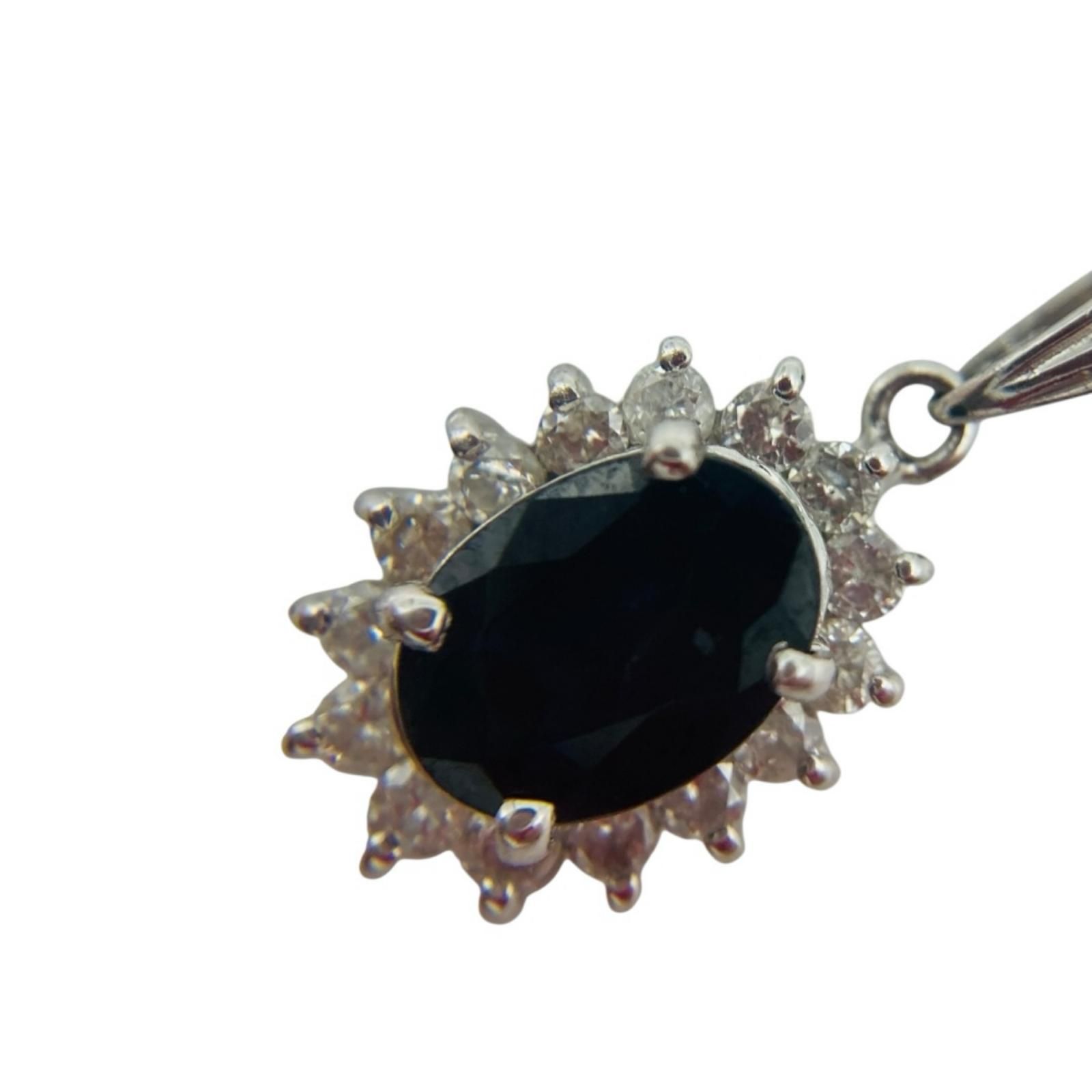 プラチナ Pt850 Pt900 サファイア ダイヤ 0.30ct 4.6g ネックレス 40cm ペンダントトップ