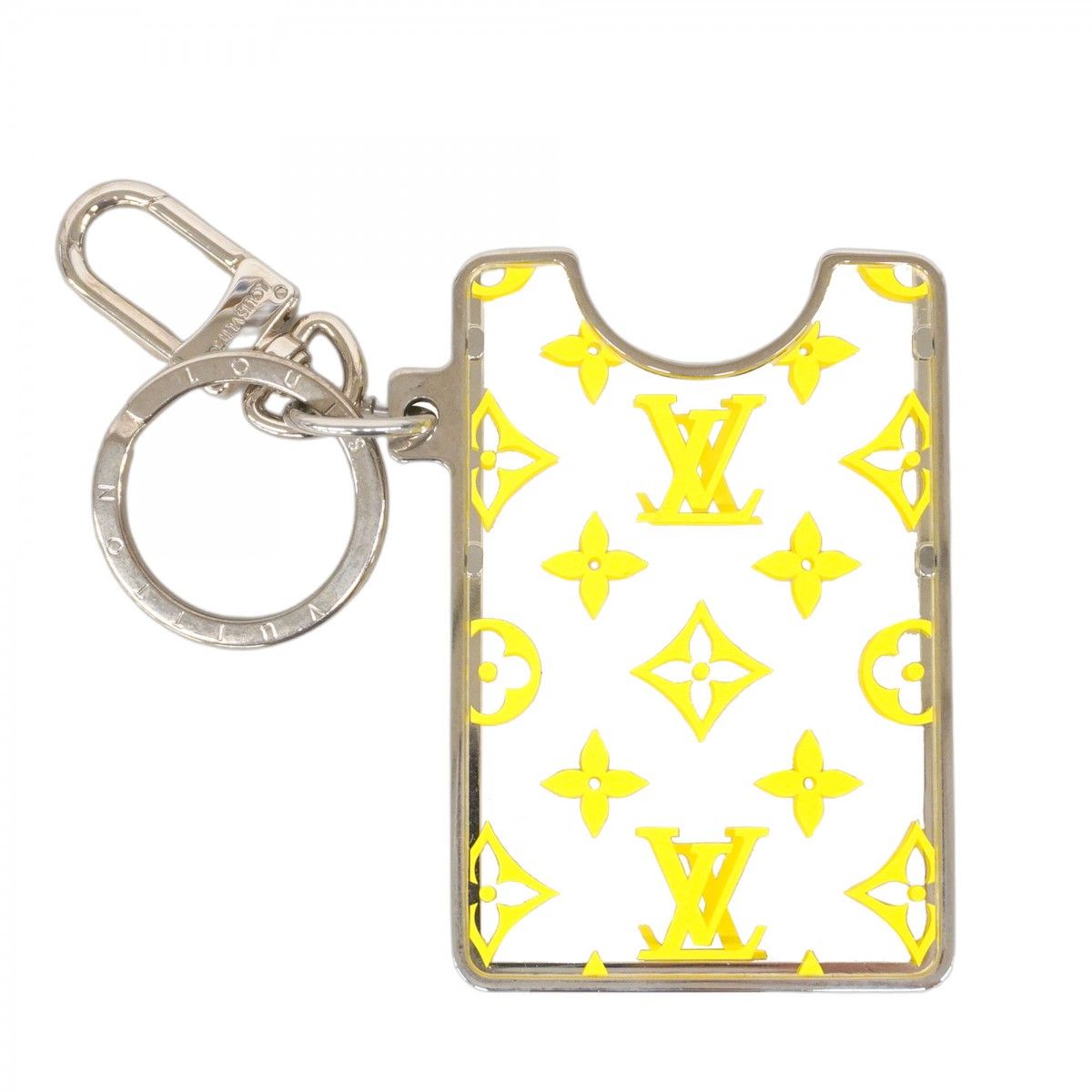 5mc2593 ルイヴィトン キーホルダー モノグラム ポルトクレ LVプリズムID M00344 イエロー シルバー クリア メンズ