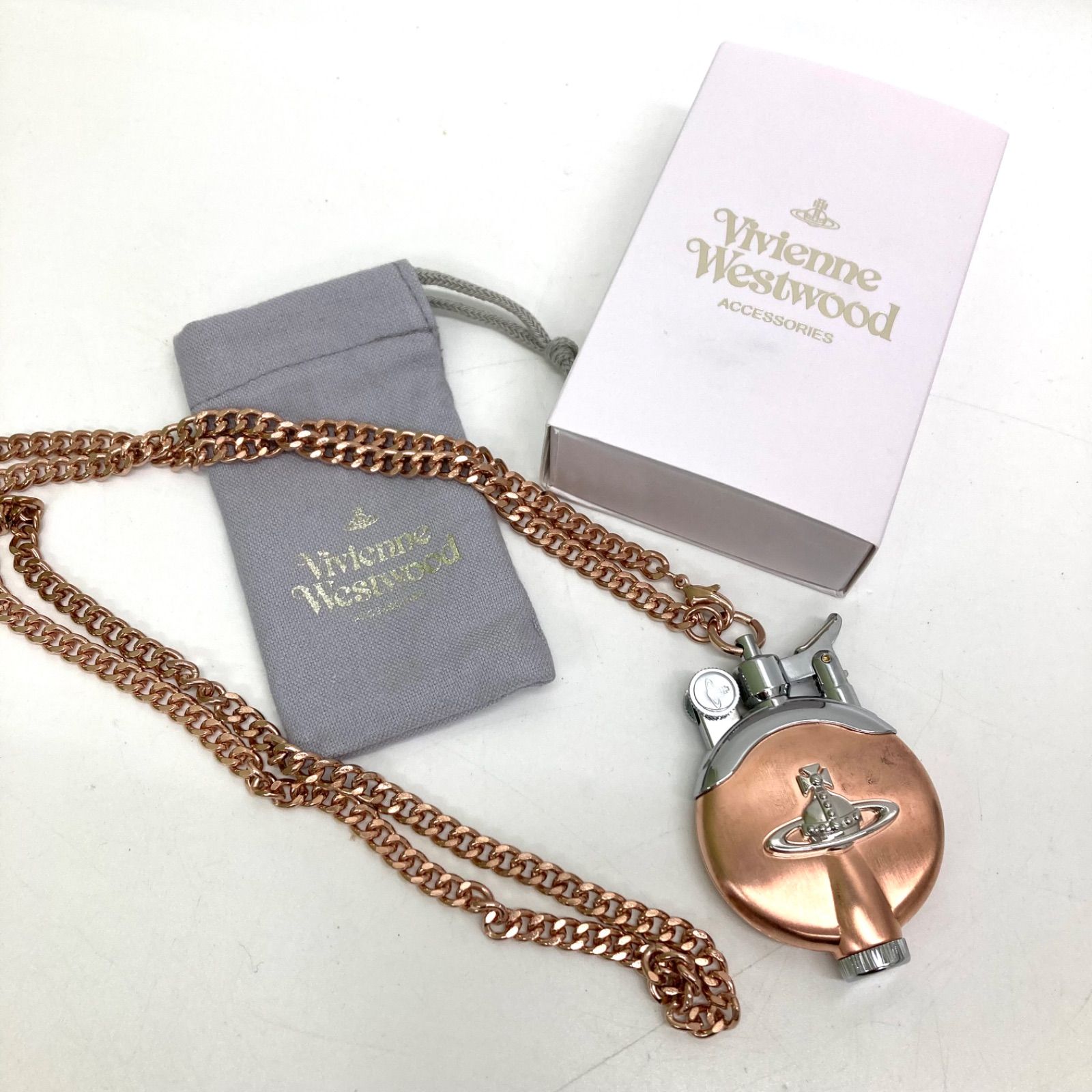 ◆Vivienne Westwood◆ヴィヴィアン オイルライター ピンクゴールド シルバー ネックレス ロゴ