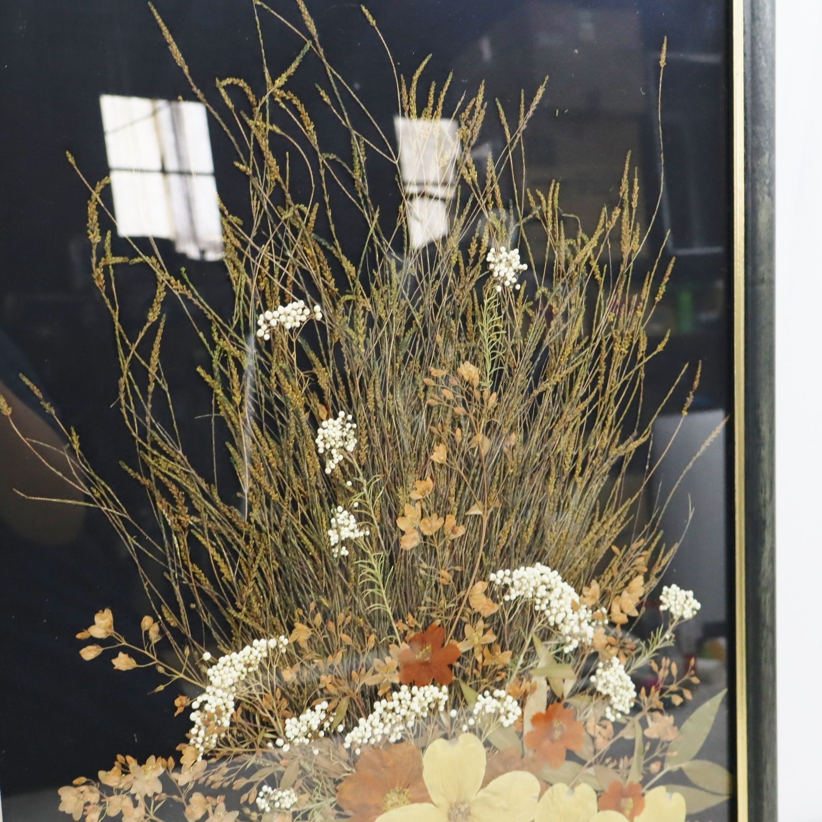 △ヴィンテージ インテリアに! 約44.5×64.5cm｜押し花額