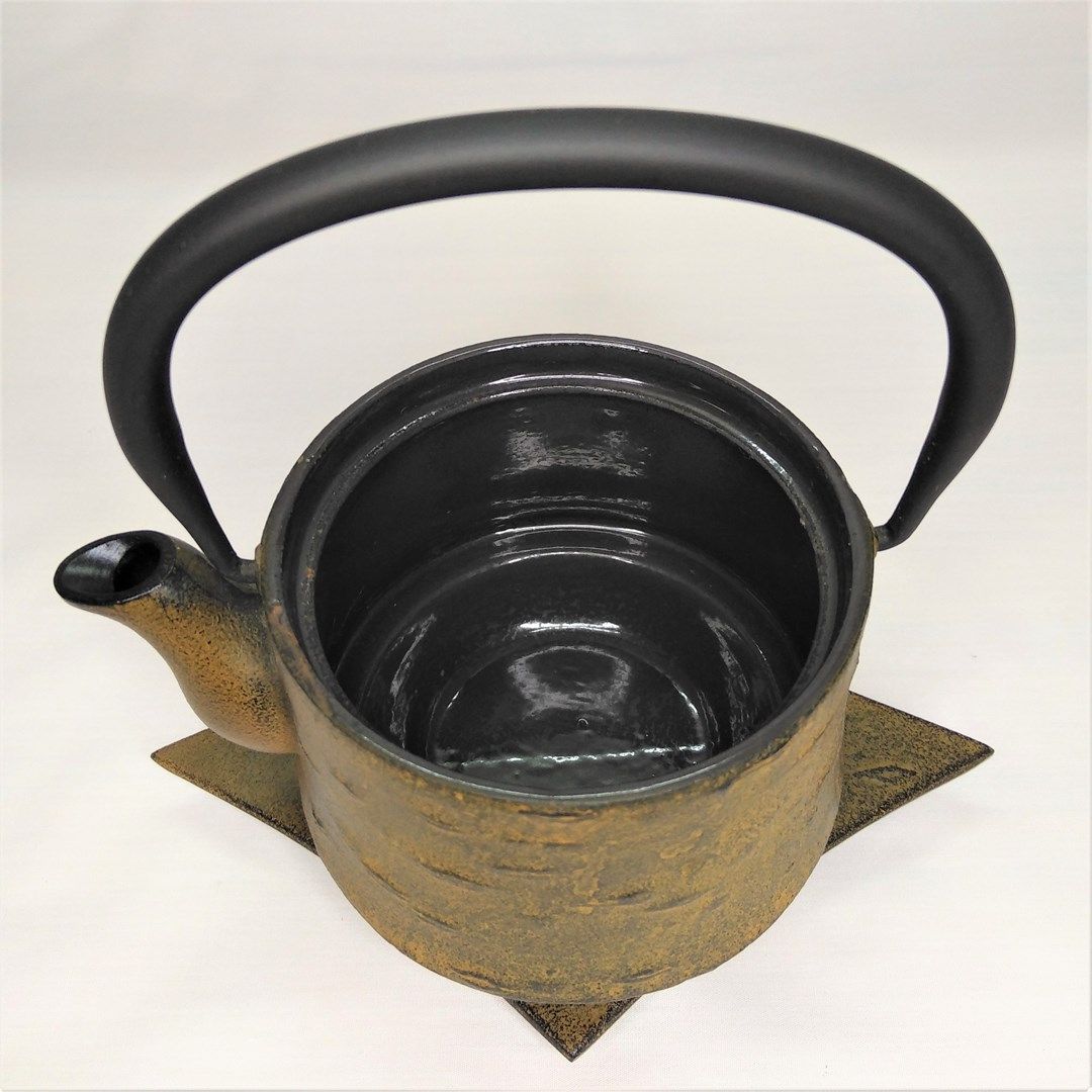 新品 南部鉄鳳文堂 南部鉄器 アラレ急須 瓶敷 茶托セット 鉄瓶