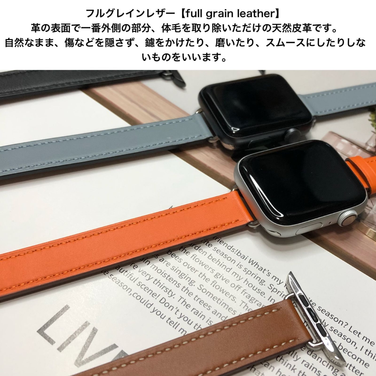 sグレー☆アップルウォッチ 高級レザー 本革ベルト Apple Watchバンド