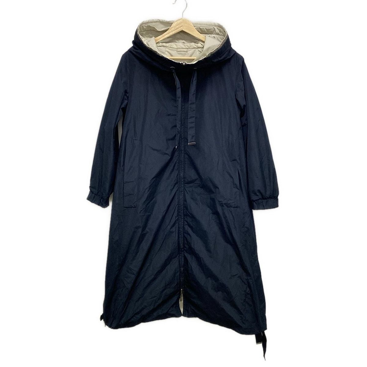 Max Mara マックスマーラ コート サイズJ34 レディース - ダークネイビー 長袖 The Cube ビーズ リバーシブル 春 秋