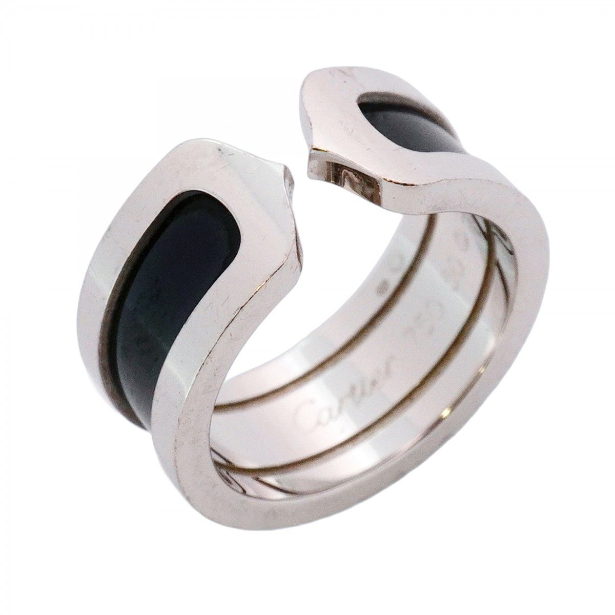 5jmb0163 カルティエ リング 2C K18WG ホワイトゴールド ブラックラッカー ＃50 メンズ