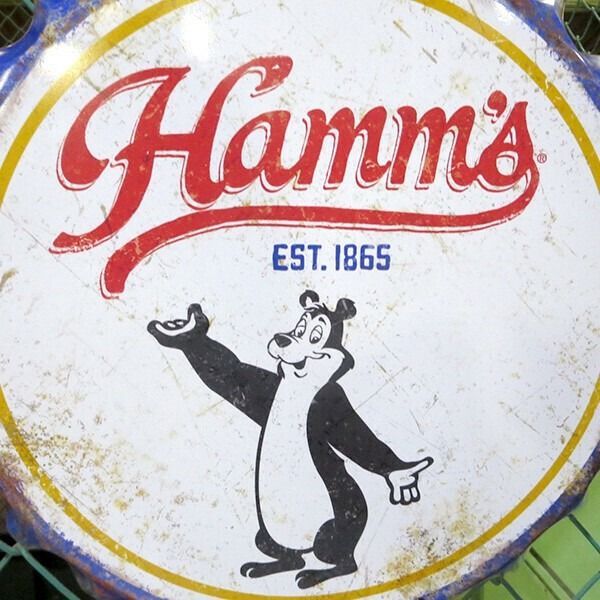 ボトルキャップ メタルサイン Hamm's bear Weathered ハムズ