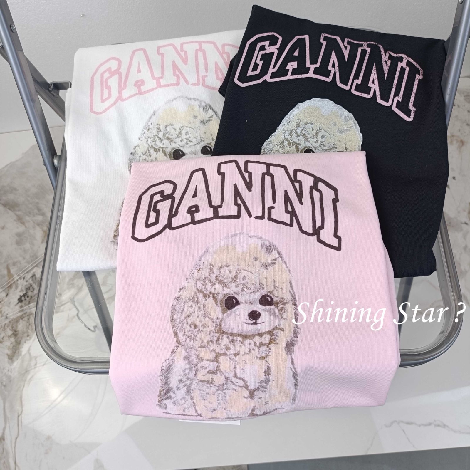 関税込◆GANNI◆プードル グラフィック 半袖 Tシャツ SALE GANNI ガニー Tシャツ 半袖 レディース プードル グラフィック
