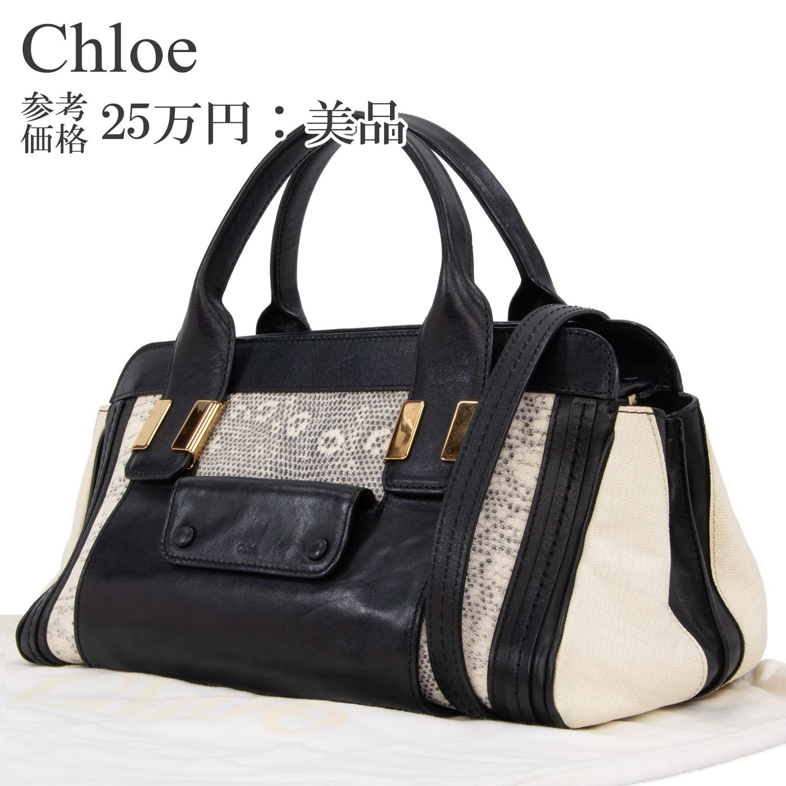 クロエ レザー ハンドバッグ ショルダーバッグ アリス バイカラー