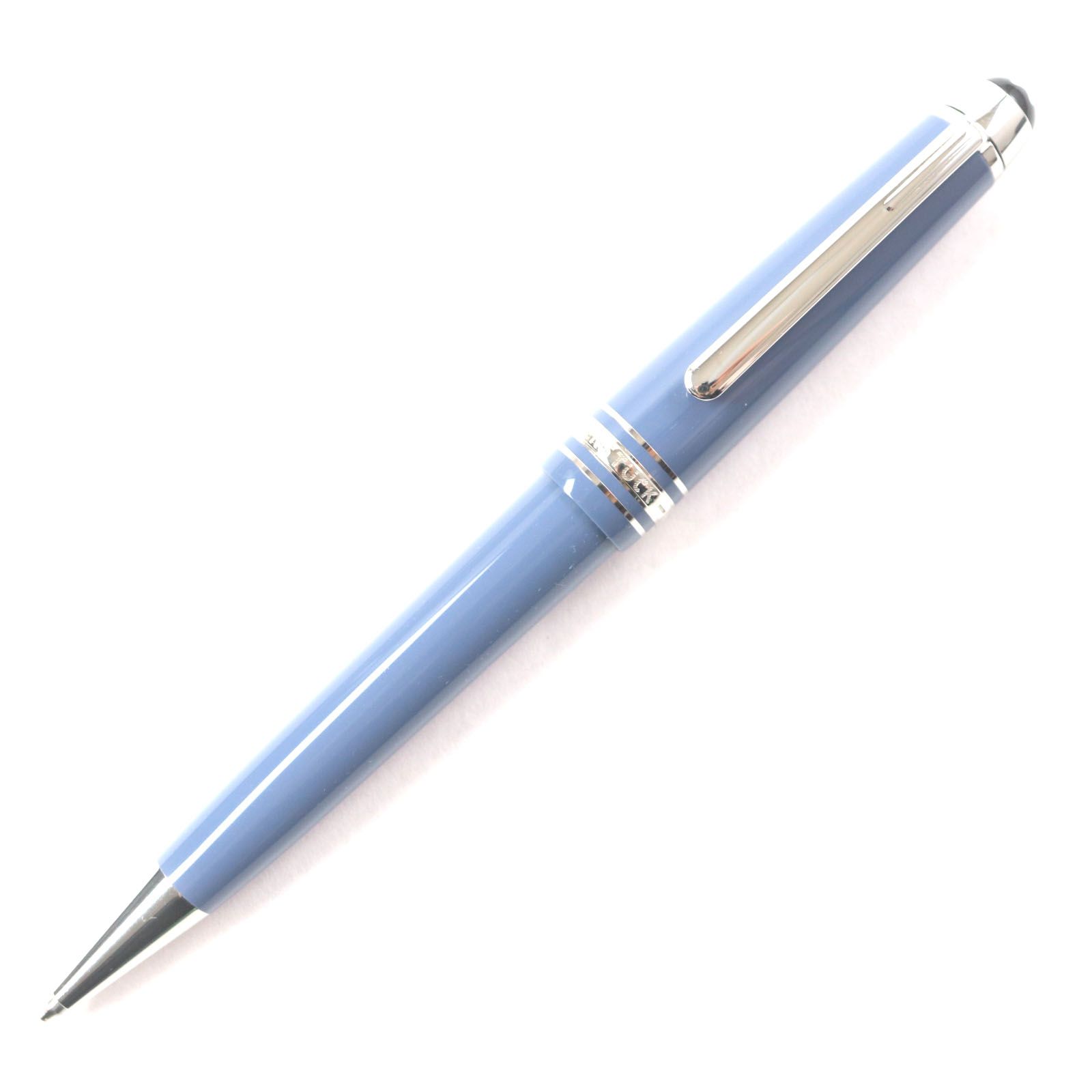 MONTBLANC モンブラン マイスターシュテュック グレイシャー ミッドサイズ ホワイトスター ツイスト式 ボールペン ブルー シルバー 箱 保存袋付き ドイツ製 メンズ 筆記 済み