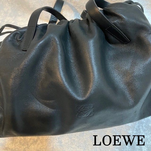 ● ロエベ LOEWE ナッパレザーショルダーバッグ 巾着ミニトートバック 肩掛け ブラック