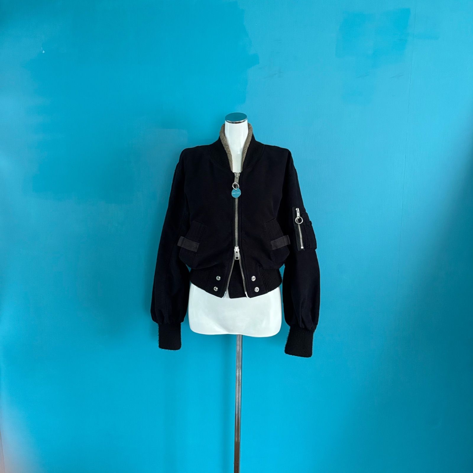 DIESELディーゼル ブラック XS ジップアップ変形ミリタリージャケット 