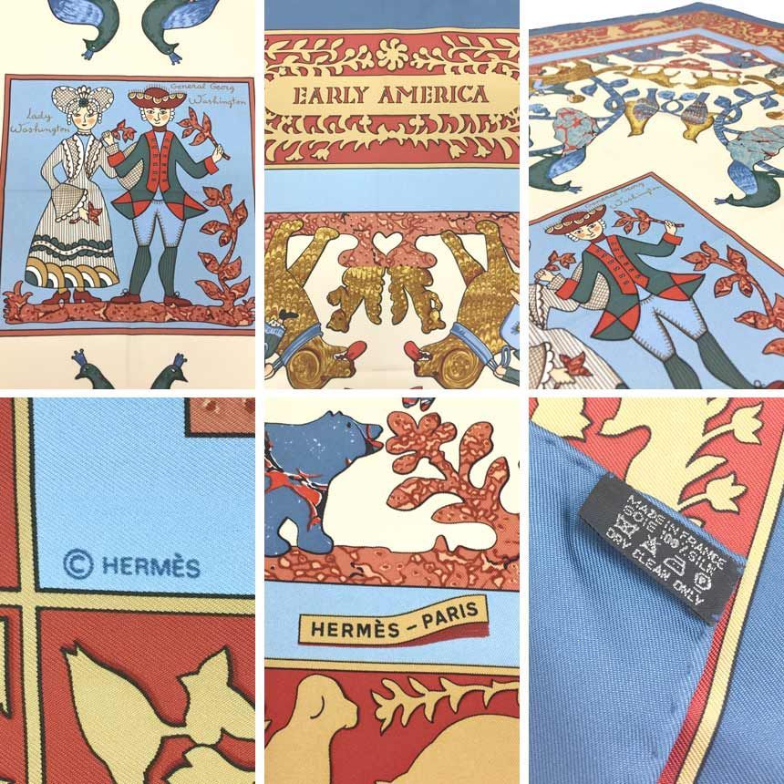 名作 スカーフ エルメス HERMES カレ90 古き良き AMERICA EARLY 小物