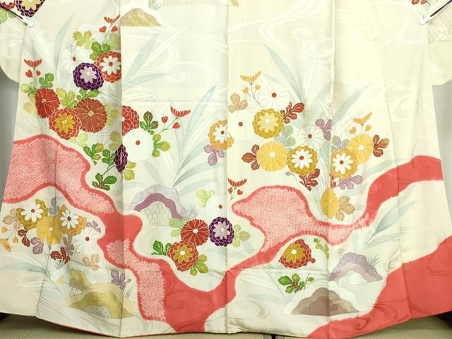 豪華振袖　作家物　絞り　舞花文　暈し染　金彩　着丈167.5cm　正絹 平和屋着物□豪華振袖 作家物 駒刺繍 鴛鴦花文 暈し染め 金彩