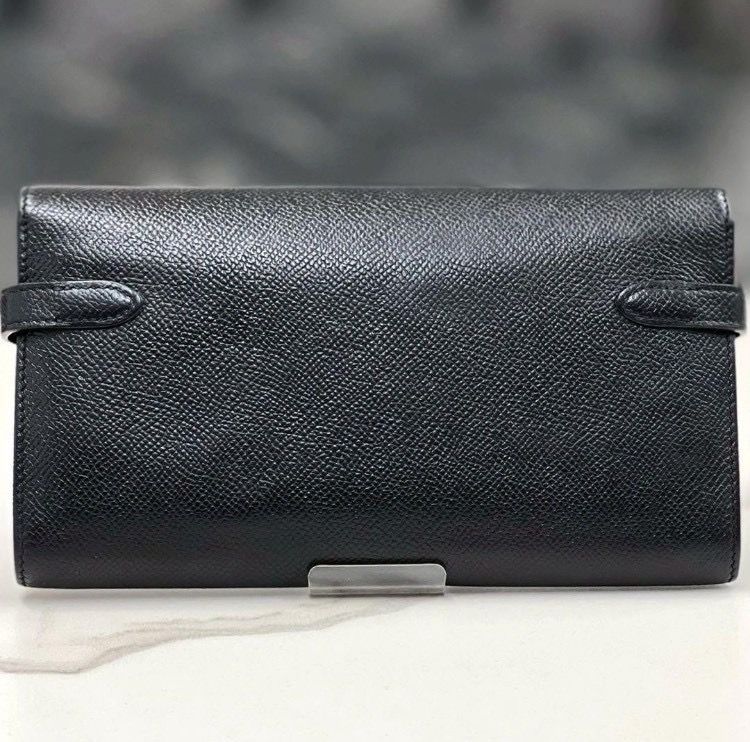 エルメス ケリーウォレット エプソン 黒 長財布 □O刻印