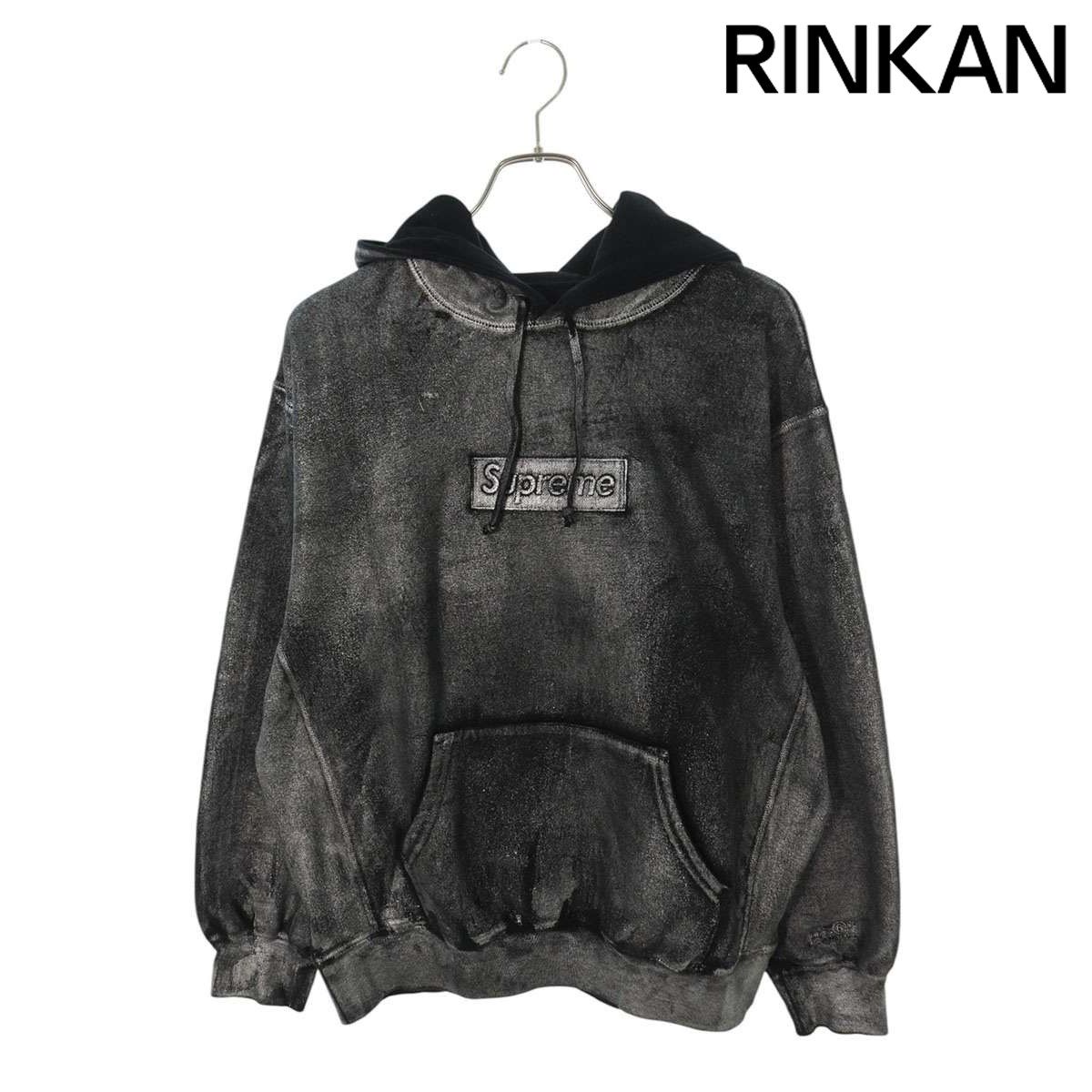 シュプリーム ×エムエムシックス MM6  24SS  Foil Box Logo Hooded Sweatshirt ペイントプリントボックスロゴプルオーバーパーカー メンズ M 【2/27～3/18 タイムセール】