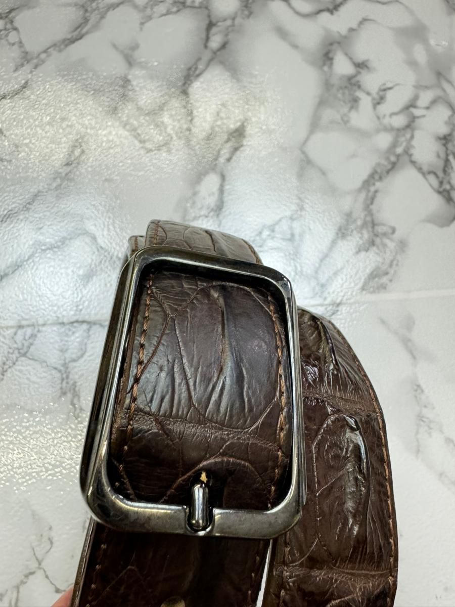 中古】 クワンペン KWANPEN ｸﾛｺﾀﾞｲﾙ ﾍﾞﾙﾄ ﾍﾞﾙﾄ/ﾊﾞｯｸﾙ Belt だこ Brown FREE ホーンバック クロコダイル  ブラウン