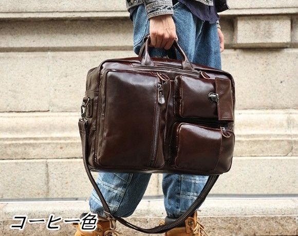 人気新品 メンズバッグ レザー 持ち手付き ショルダーバッグ 本革 ビジネス トートバッグ ブリーフケース、通勤 書類かばん 鞄 出張