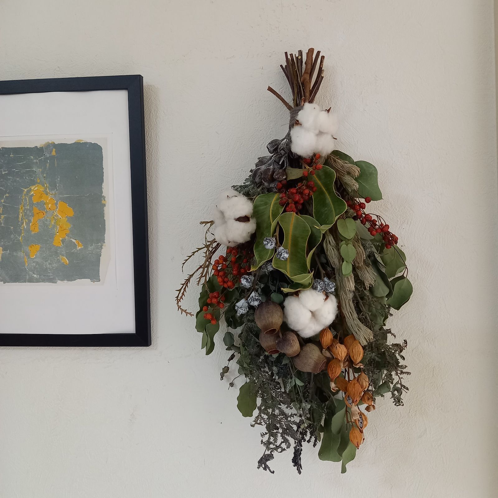 72 ウィンターグリーン スワッグ ドライフラワー クリスマス お正月  