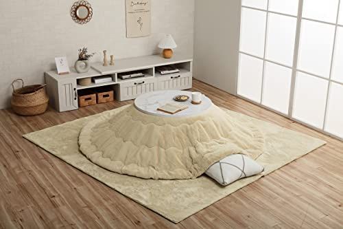 Size 約185cm円形_Color ミルキーベージュ イケヒコ こたつ 布団 円形 ラピアス ミルキーベージュ 約185cm円形 無地 やわらか ふかふか フェミニン 6842659