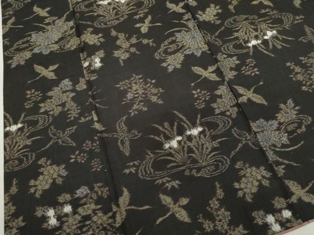 平和屋着物○上質な紬 飛鳥草花文 正絹 逸品 CAAR6510ze