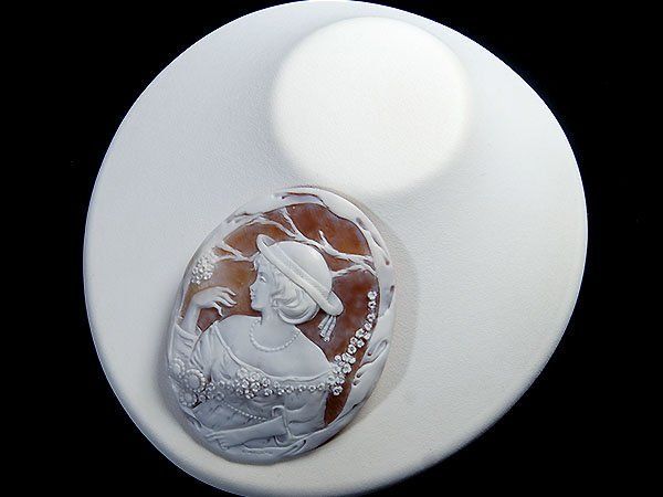 クリスピーノ作イタリアシェルカメオブローチ18k k18 シェル カメオ
