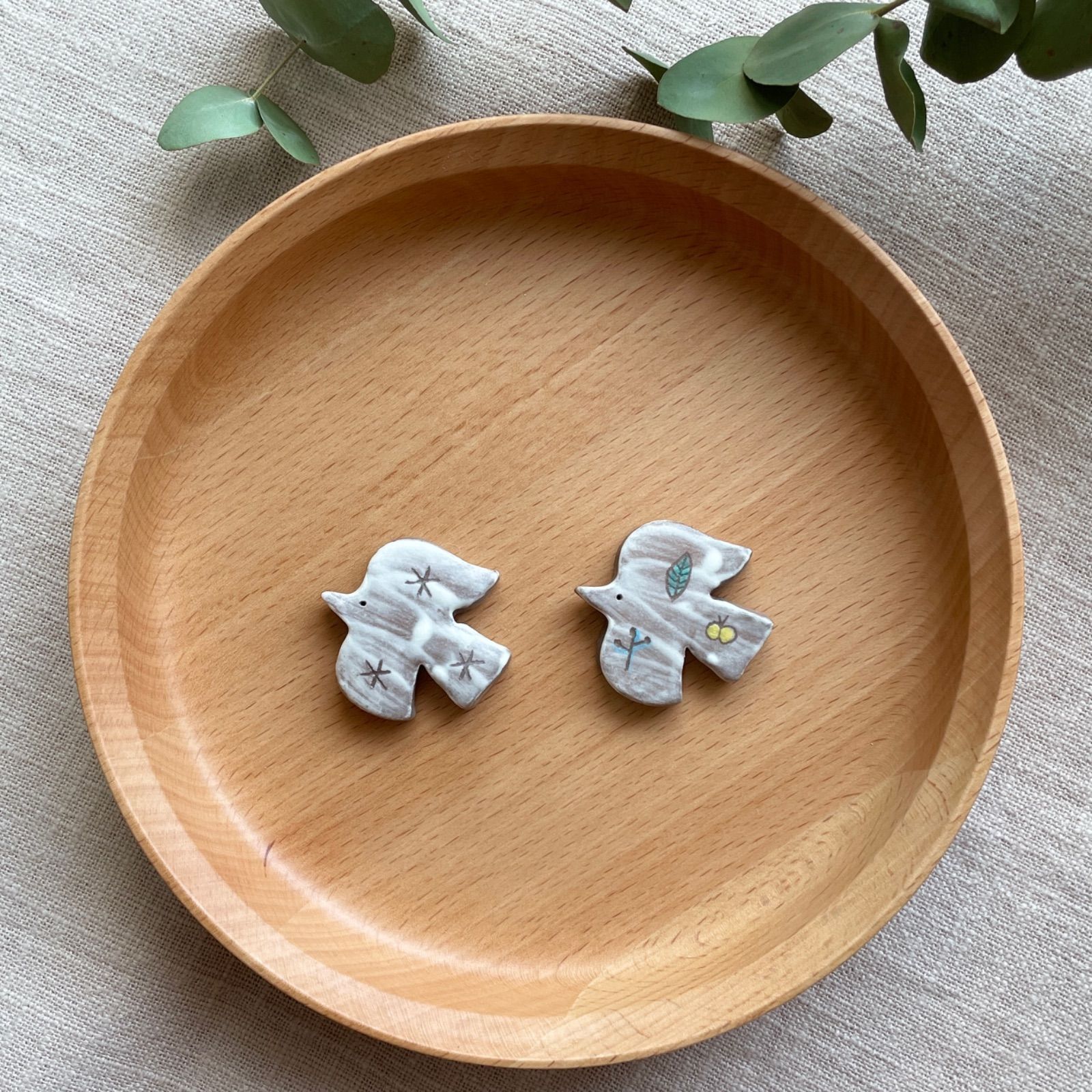 箸置き》鳥さん (小さな星/がらがら)赤土2個セット✧︎北欧✧︎バーズ  