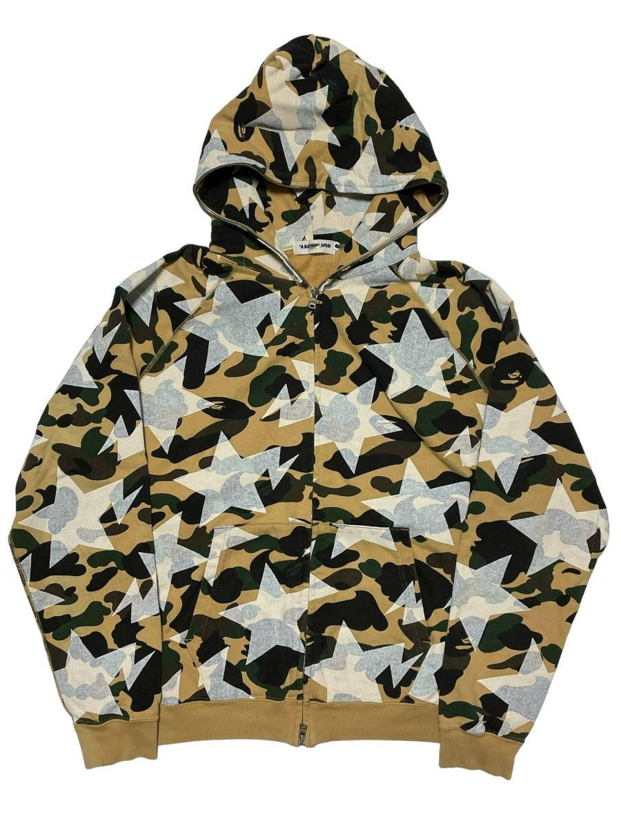 Lサイズ A BATHING APE 1st camo yellow sta full zip hoodie star ア 