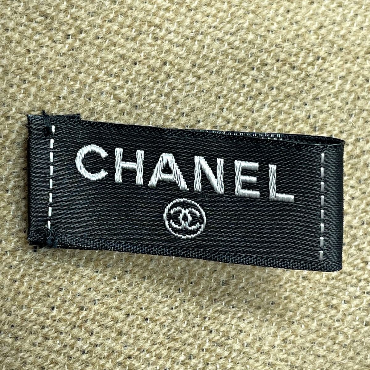 ☆☆CHANEL シャネル マフラー ブラック×ベージュ ココマーク ロゴ柄 ウール95％ シルク5％ レディース