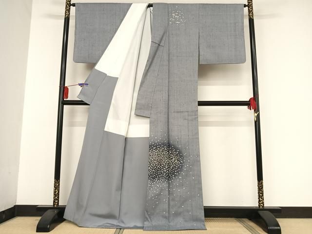 平和屋着物●訪問着　紬地　駒刺繍　丸文　正絹　逸品　AAAU0285np 平和屋着物○訪問着 紬地 駒刺繍 丸文 正絹 逸品 AAAU0285np - メルカリ