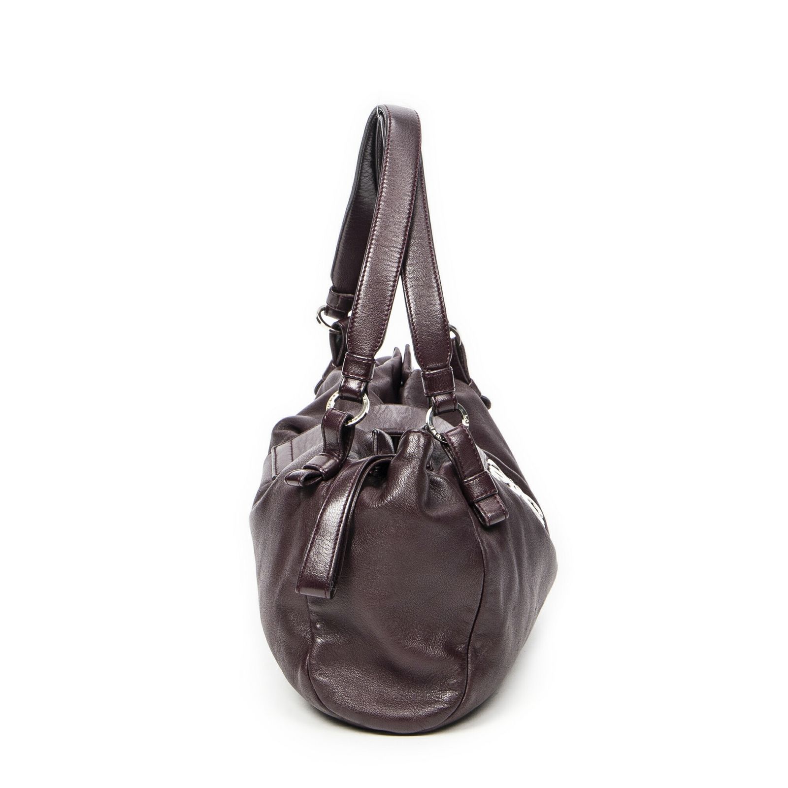 LOEWE ロエベアナグラムプレートショルダーバッグバーガンディナッパレザーA