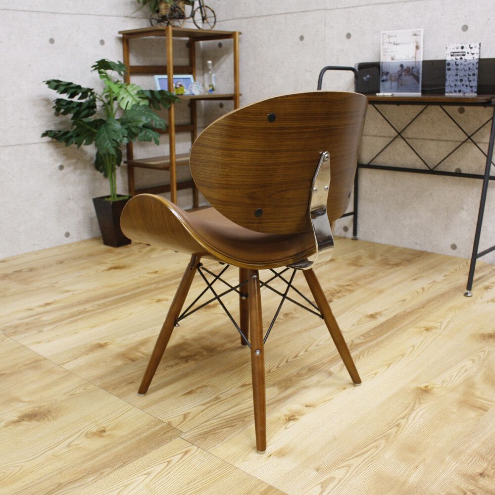 ♪ミッドセンチュリー デザインチェア ライトブラウン チェア ダイニングチェア ワークチェア オフィスチェア カフェチェア