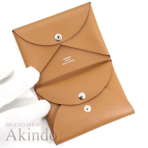 新品】エルメス カードケース コインケース 財布 カルヴィ デュオ 茶  