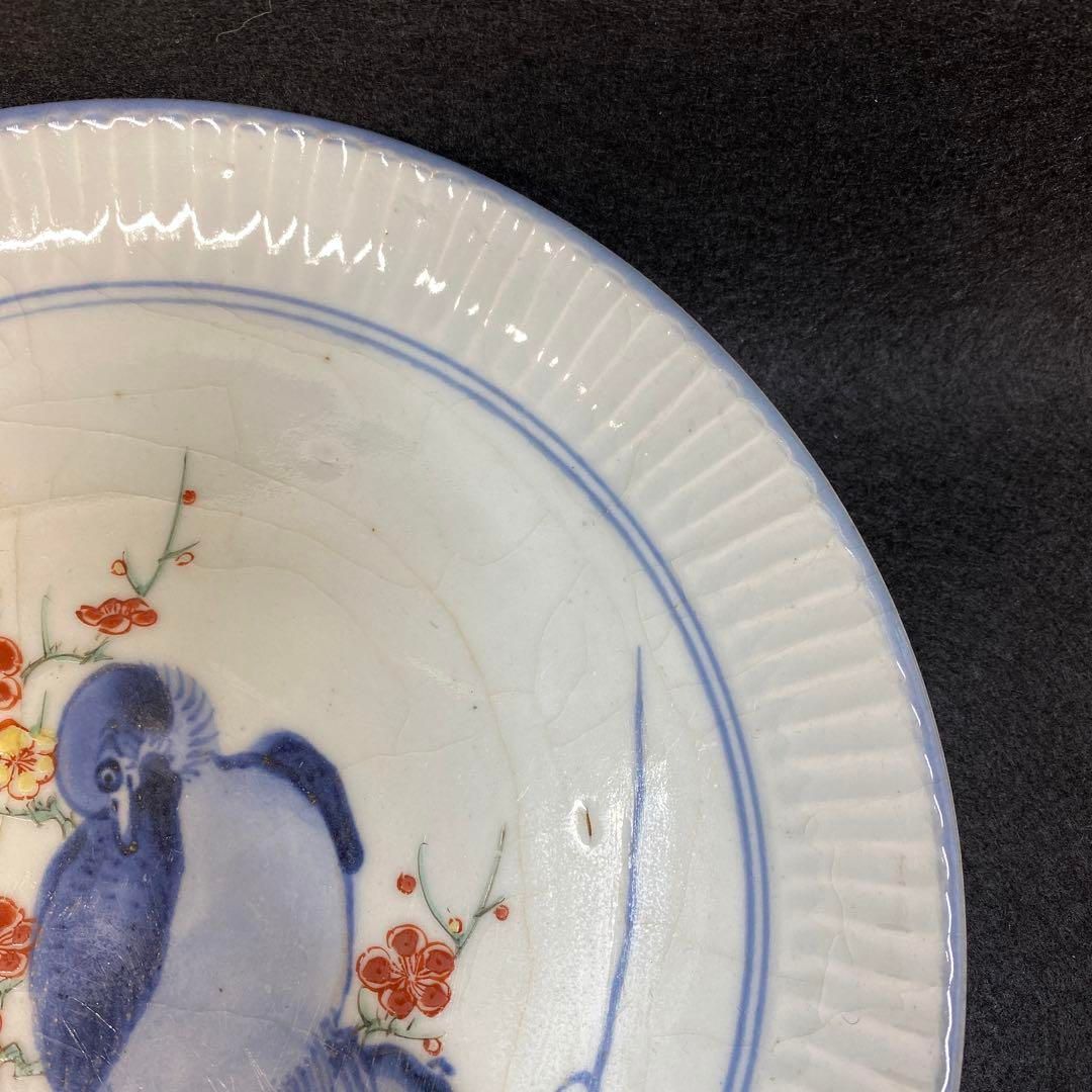 江戸初期 初期伊万里鳥図中皿 直径20.7㎝ 東Y6-0405☆2Fトトチ ウブ