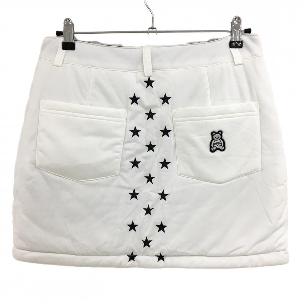 キャロウェイ 中綿リバーシブルスカート 白×ネイビー 背面一部星柄 片面ロゴ総柄 ストレッチ レディース L ゴルフウェア Callaway