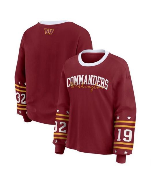送料無料 ウェア バイ エリン アンドルーズ レディース Tシャツ トップス Women s Burgundy Washington Commanders Sport Long-Sleeve T-Shirt Burgundy