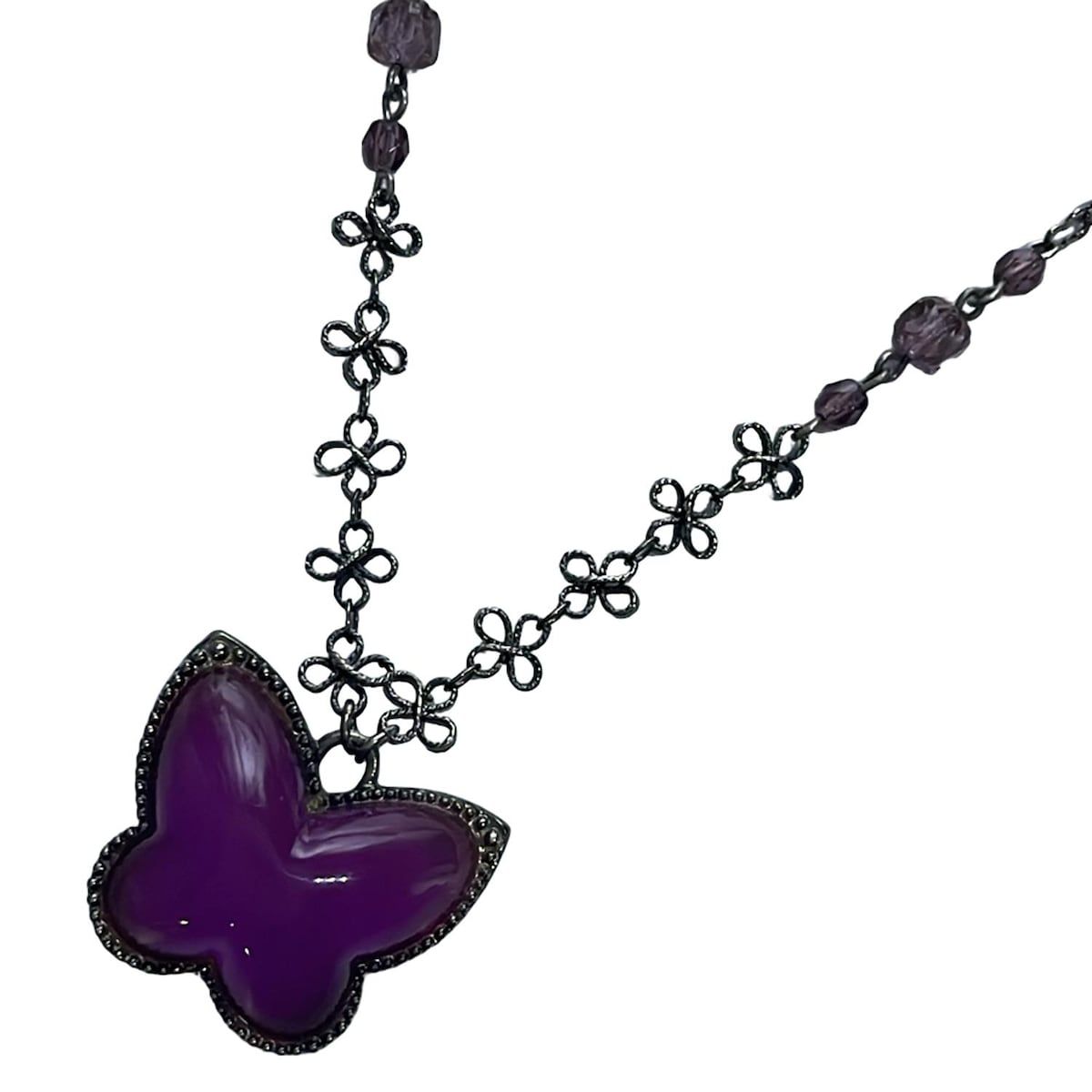 ANNA SUI(アナスイ) ネックレス美品 - ダークグレー×パープル×マルチ 
