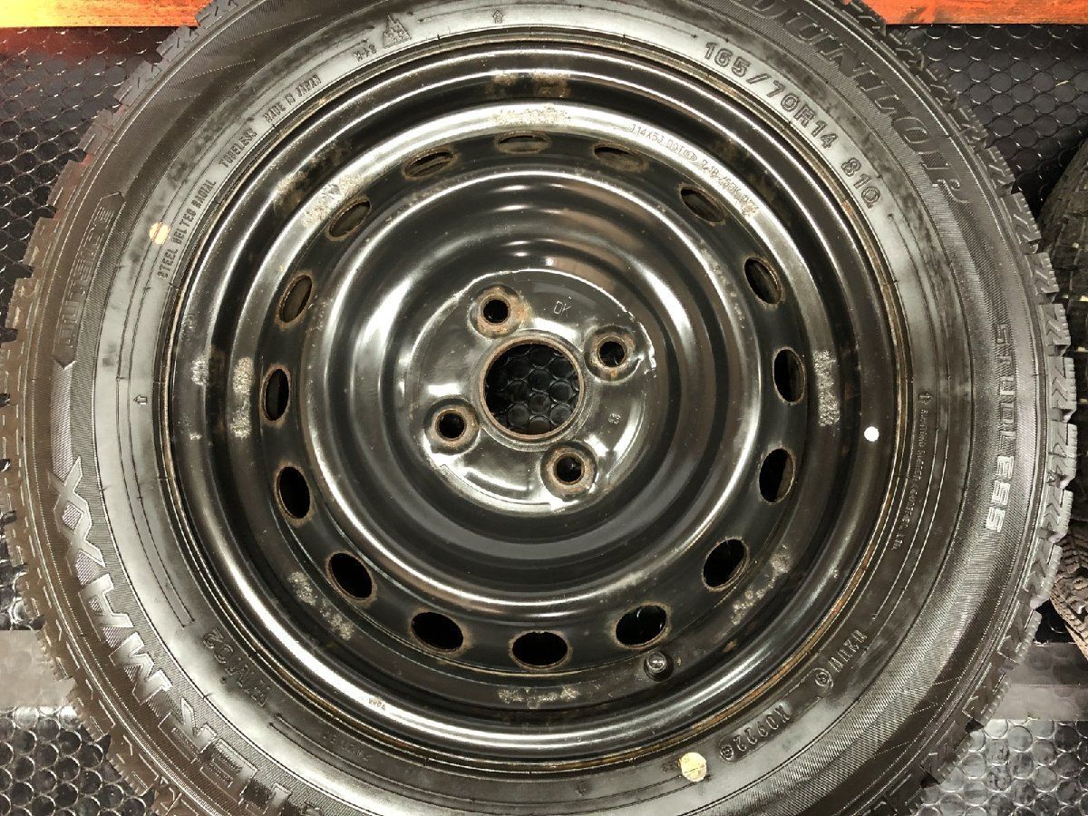 DUNLOP WM02 165|70R14 スタッドレス トヨタ 純正ホイール 14インチ 5J4HPCD100 ハブ径54mm 22年製 バリ溝 ヴィッツ等 STD033 FFCRYSTALESIA_COM