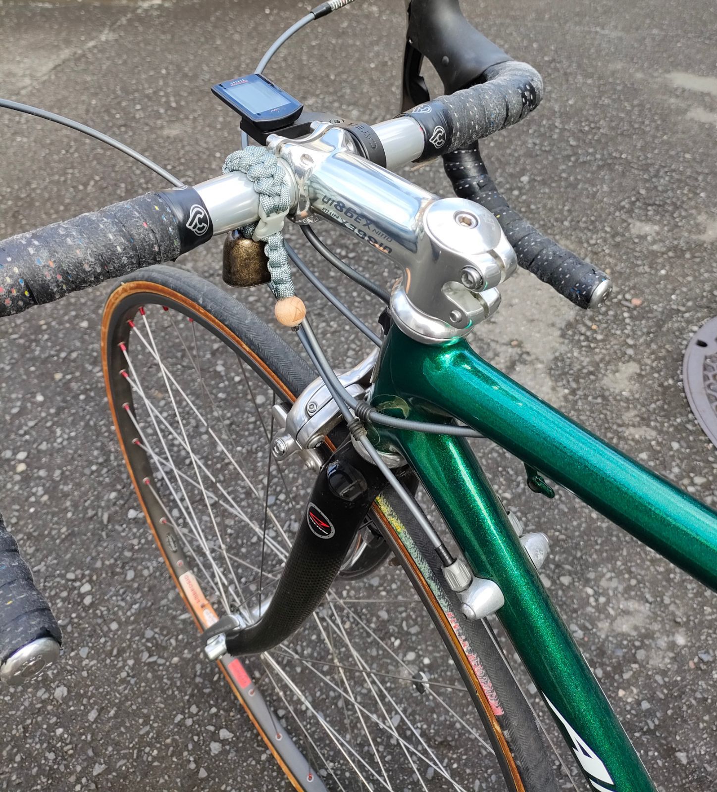 【Φ26.0mm Sサイズ】自転車用ベル(熊鈴)トレンディベル【ホワイトマルチカラー×チョコレート】No.149
